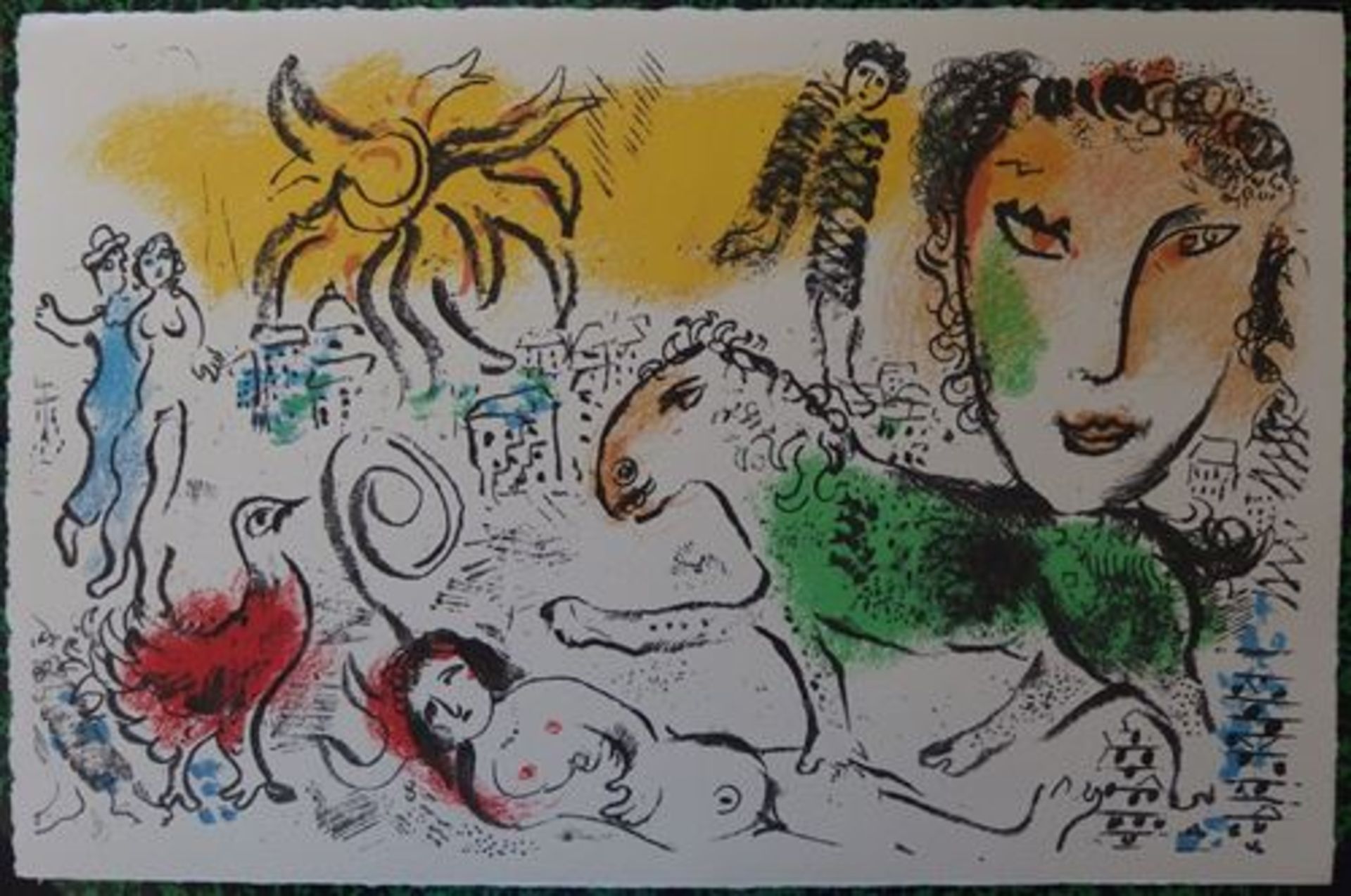 Marc CHAGALL The green horse Lithograph put on stone by CHAGALL himself, on Vélin [...]