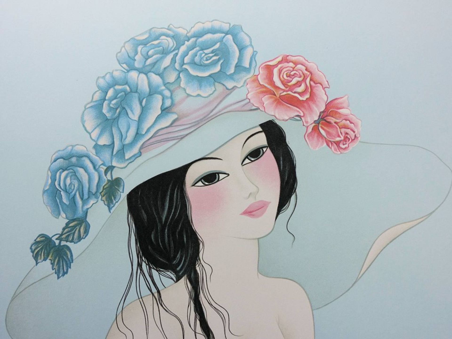 Mara TRAN LONG (1935-) Geisha à la rose - Lithographie originale - Signée au [...] - Bild 7 aus 7