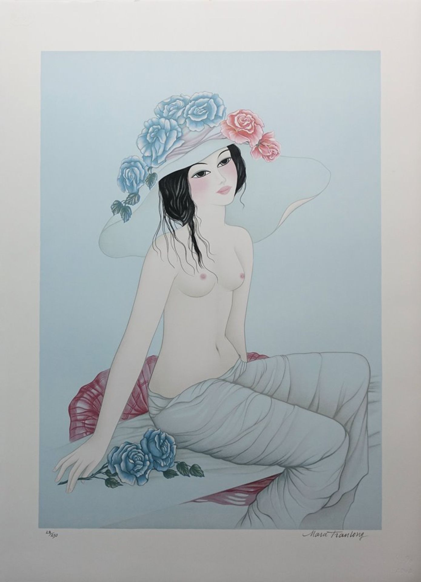 Mara TRAN LONG (1935-) Geisha à la rose - Lithographie originale - Signée au [...] - Bild 4 aus 7