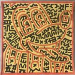 Keith Haring (1958-1990) (d'après) Tapis en laine fait main (laine vierge de [...]