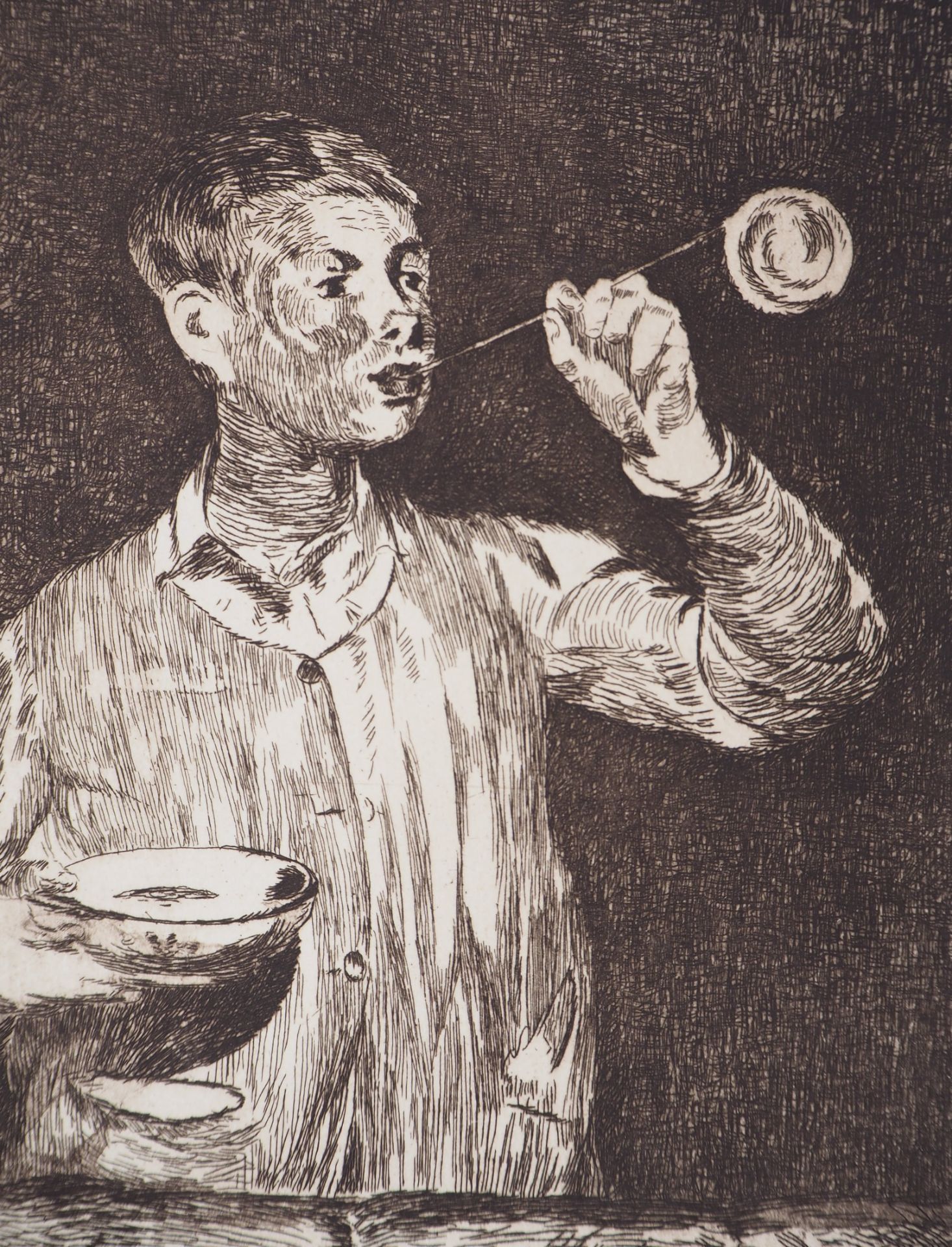 Edouard Manet The child with soap bubbles, 1869 Original engraving (etching) on [...] - Bild 4 aus 7