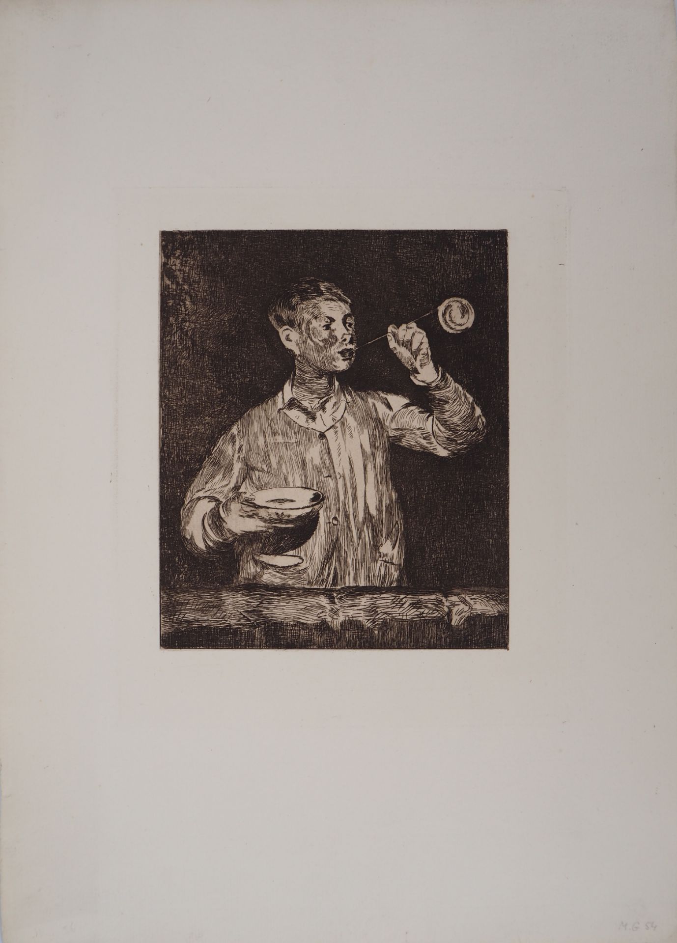 Edouard Manet The child with soap bubbles, 1869 Original engraving (etching) on [...] - Bild 2 aus 7