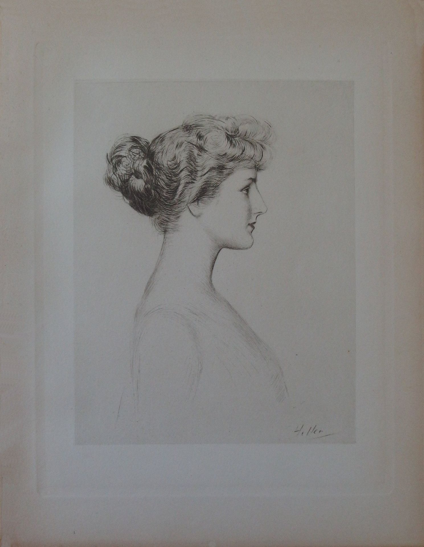 Paul César HELLEU Woman in profile Engraving (drypoint) on Vellum Signed in the [...] - Bild 3 aus 4