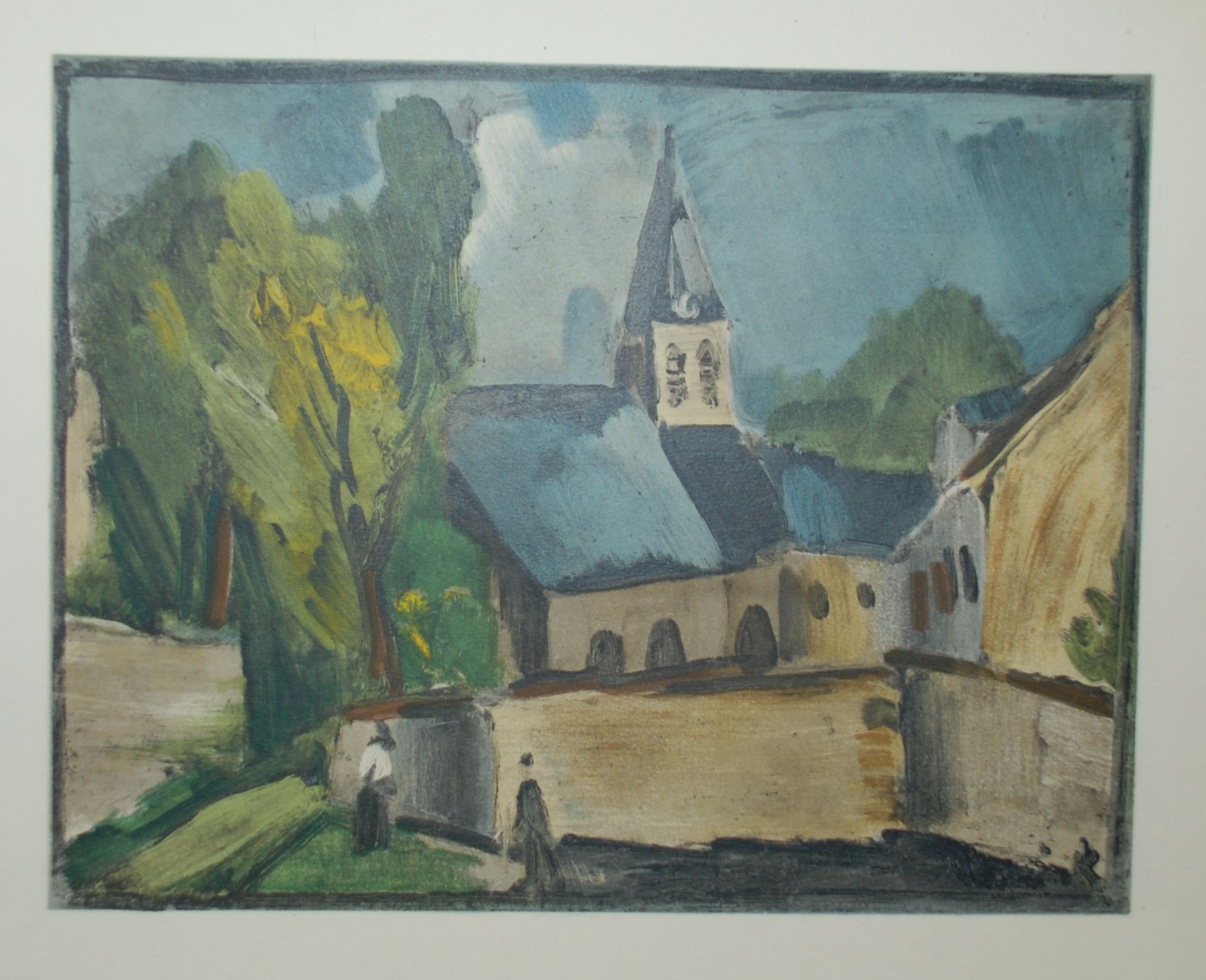 Maurice De Vlaminck - L'église de Bougival Lithograph by Charles Sorlier Plate [...]