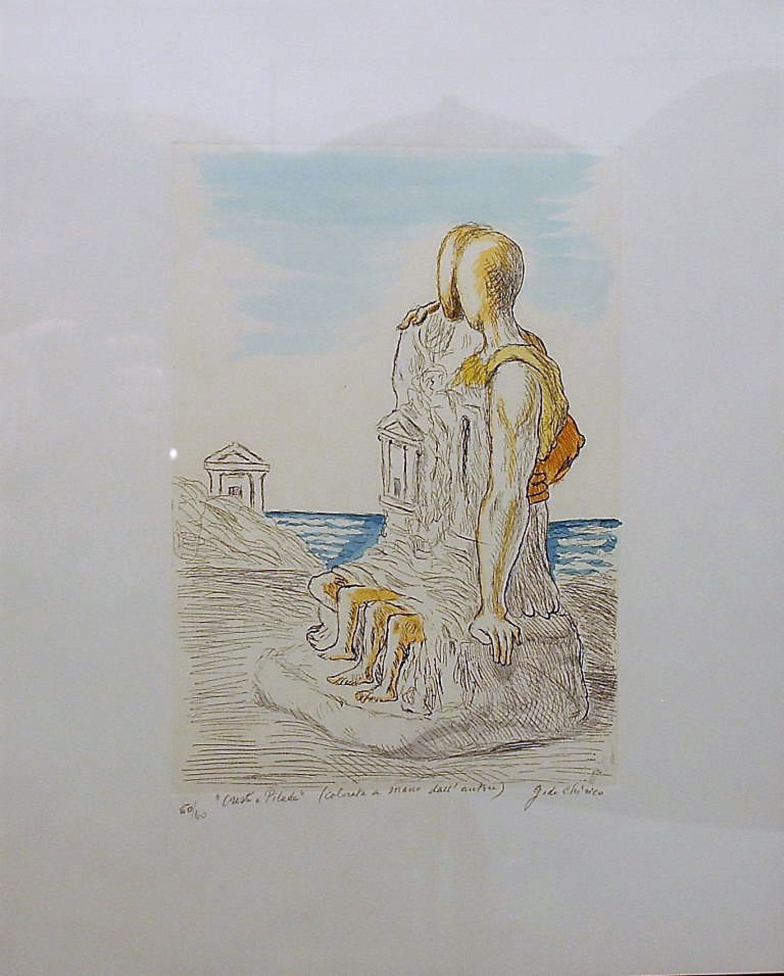 Giorgio De Chirico - Oreste e Pilade Etching on paper, colored by the artist, [...] - Bild 2 aus 2