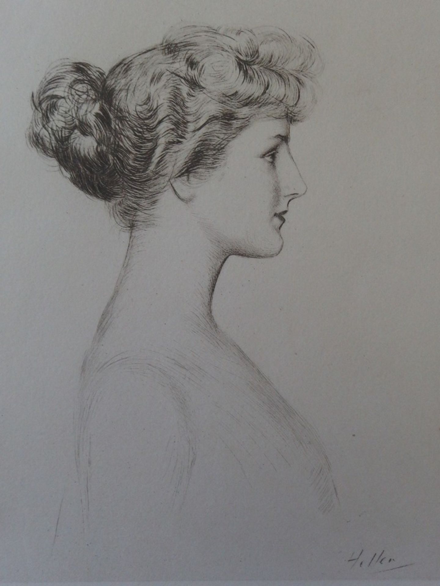 Paul César HELLEU Woman in profile Engraving (drypoint) on Vellum Signed in the [...]