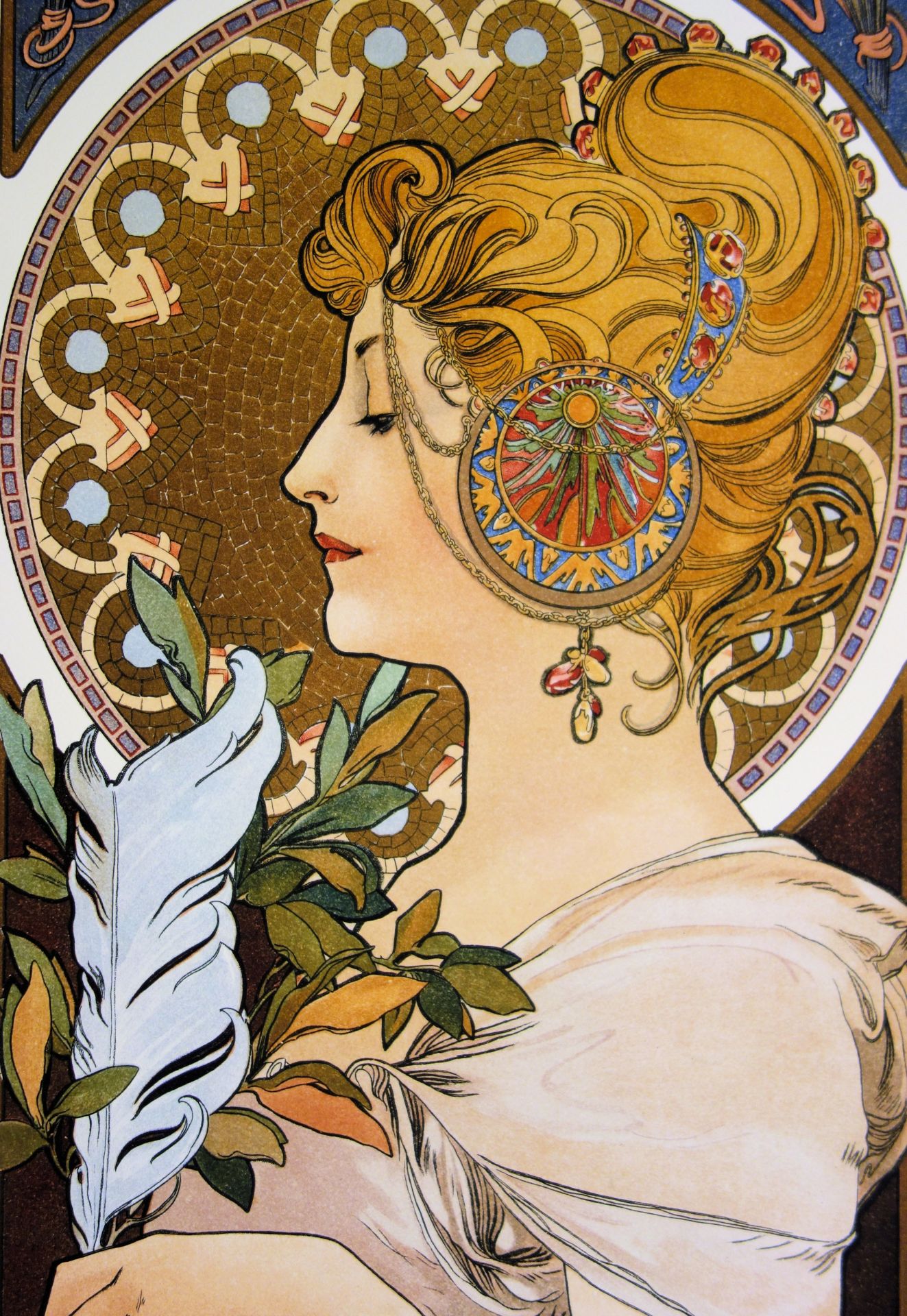 Alphonse MUCHA (d'après) La Plume Giclée originale sur vélin Signée dans la [...] - Bild 5 aus 7