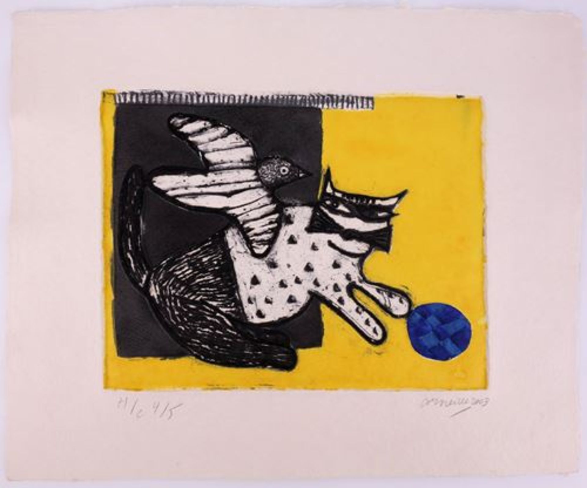 Guillaume CORNEILLE (1922-2010) Cat with ball of wool, 2003 Original aquatint on [...] - Bild 6 aus 6