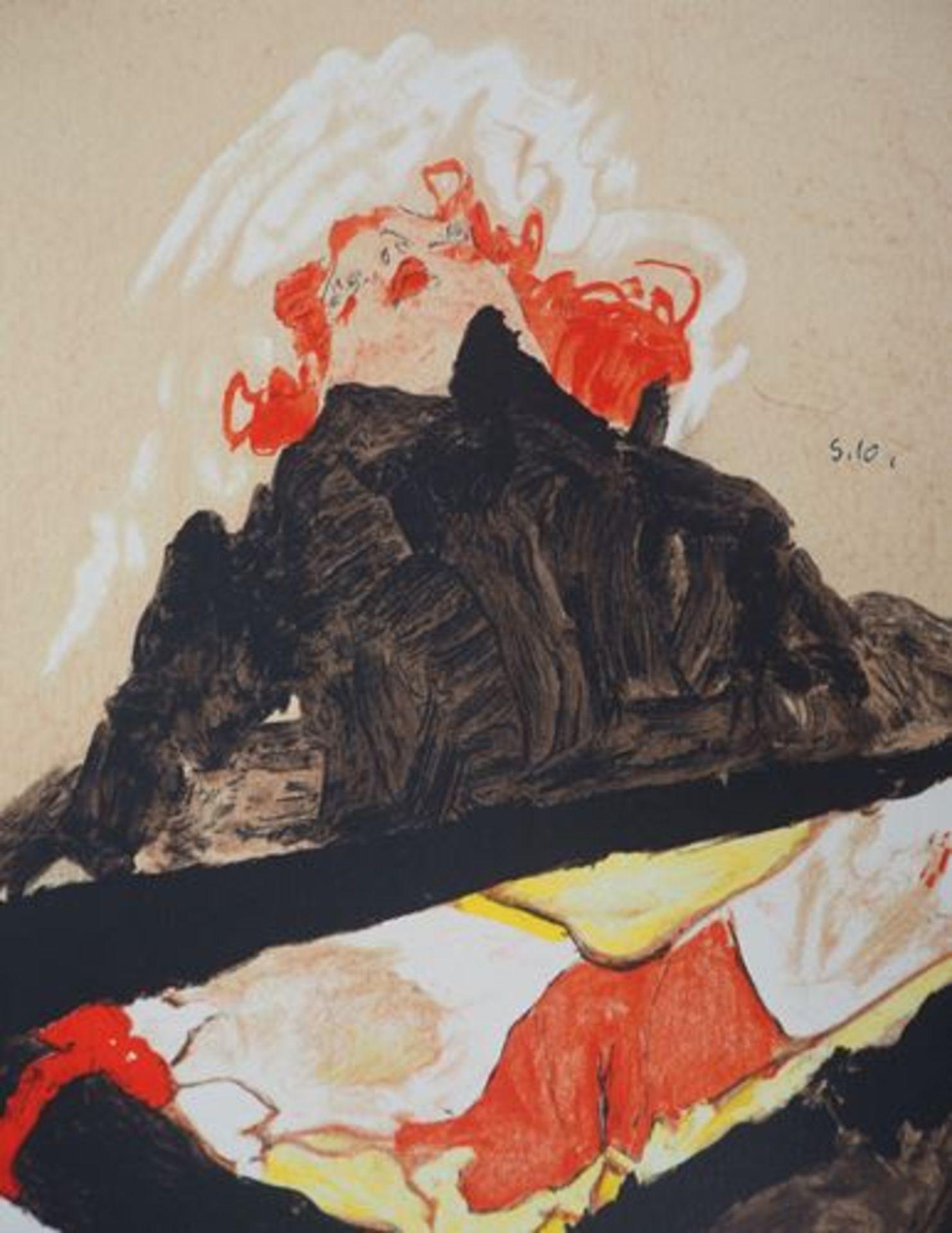 Egon SCHIELE (after) Young girl with red hair Colour lithograph Signed in the plate [...] - Bild 3 aus 6