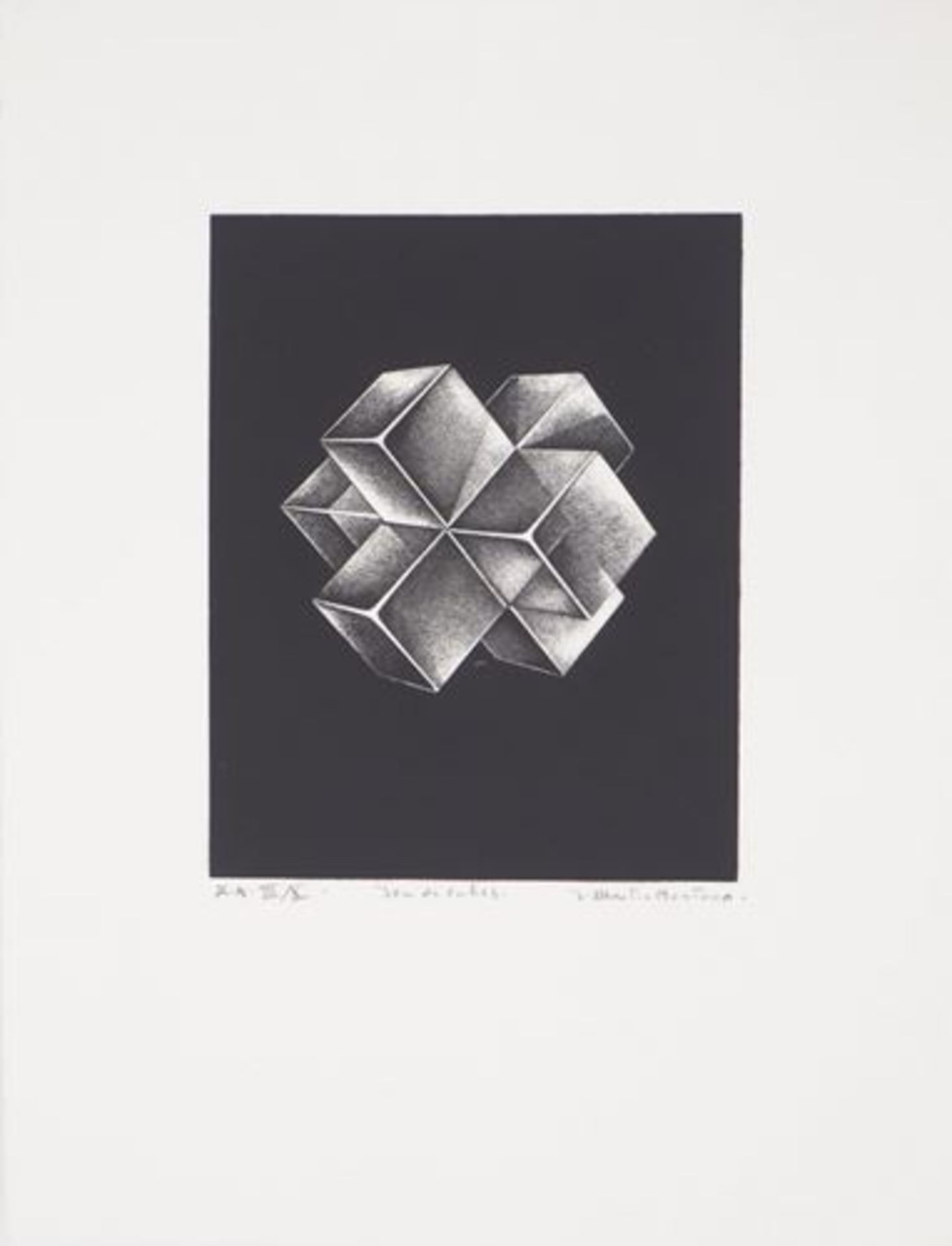 Jean MARTIN-BONTOUX Set of cubes Original etching, on vellum Signed in pencil lower [...] - Bild 2 aus 5