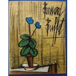 Bernard BUFFET Small blue primrose (1980) Original lithograph on stone On Arches [...]