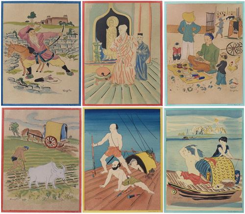 Tsuguharu FOUJITA Propos d'un Intoxique COMPLETE SUITE of the 16 lithographs in color [...]