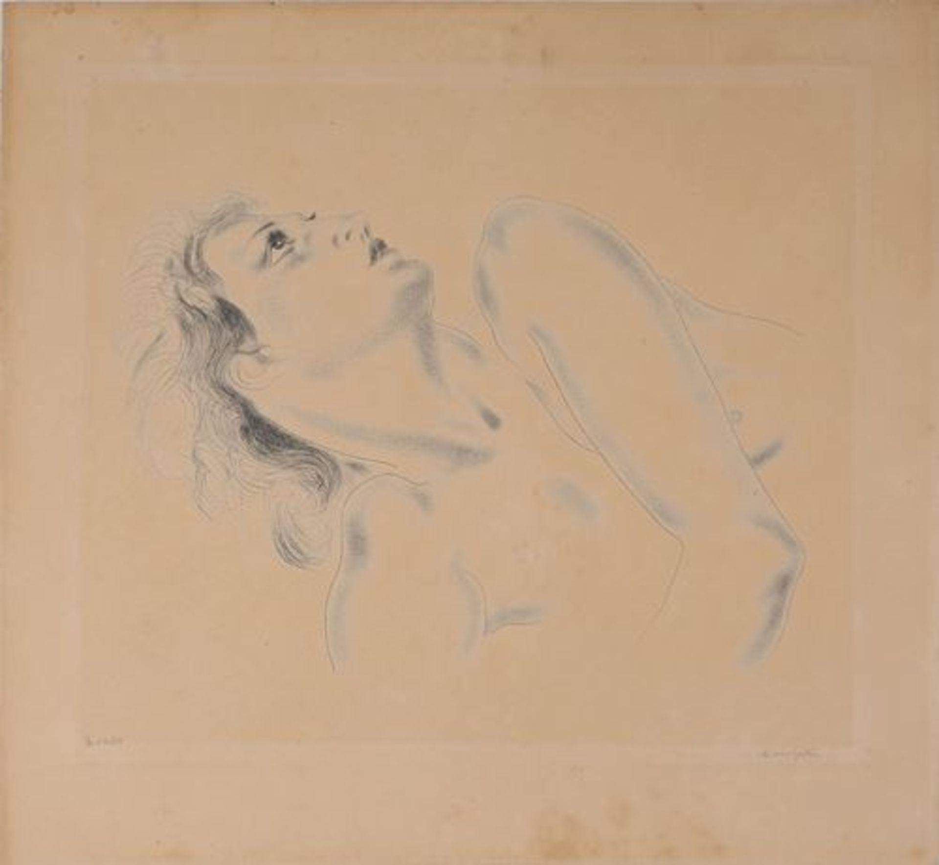 Léonard Tsuguharu FOUJITA (1886-1968) - Propped up nude, 1930 Original engraving [...]