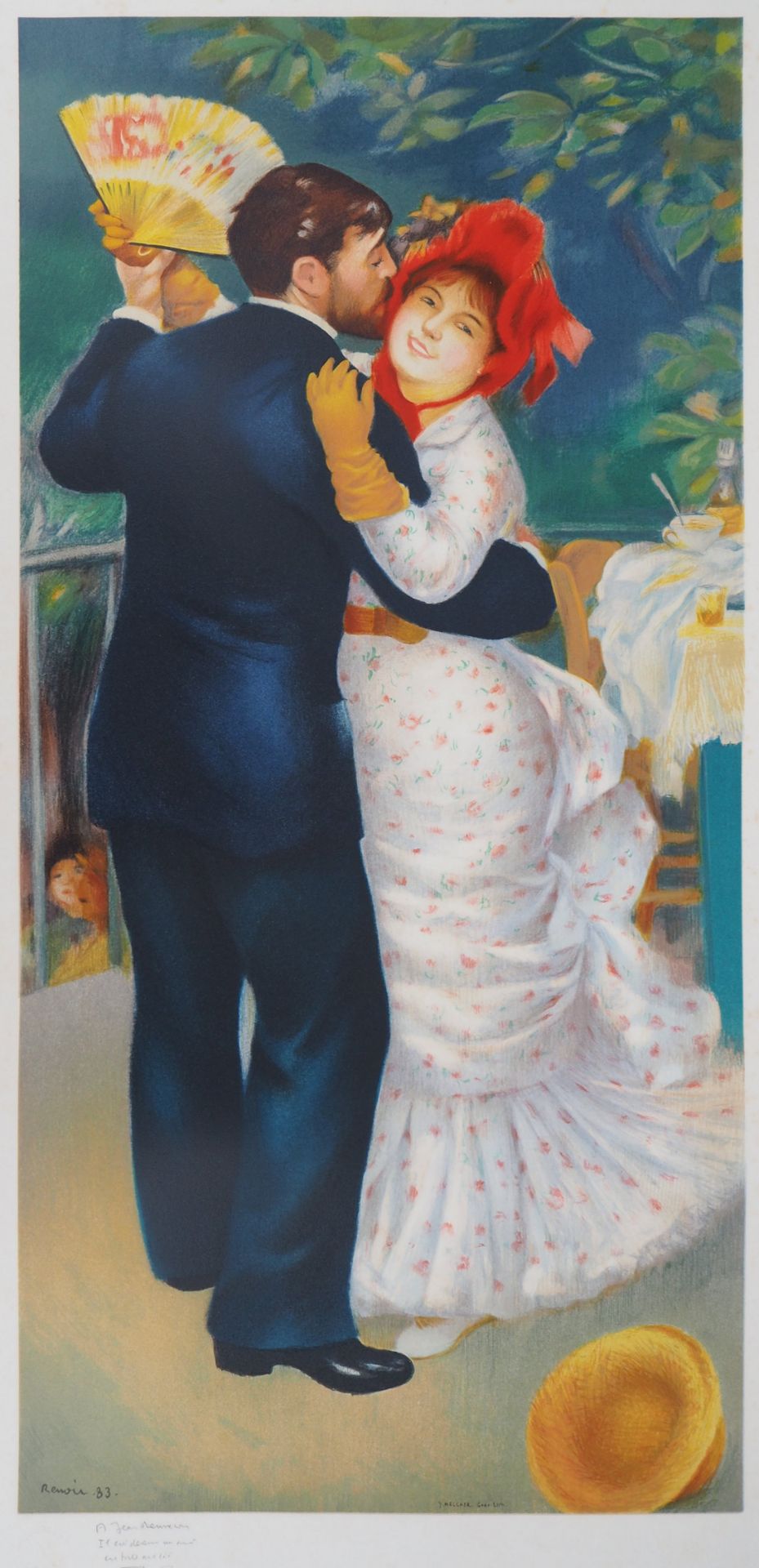 Pierre-Auguste RENOIR (after) The dancing couple at the ball Color lithograph Signed [...]