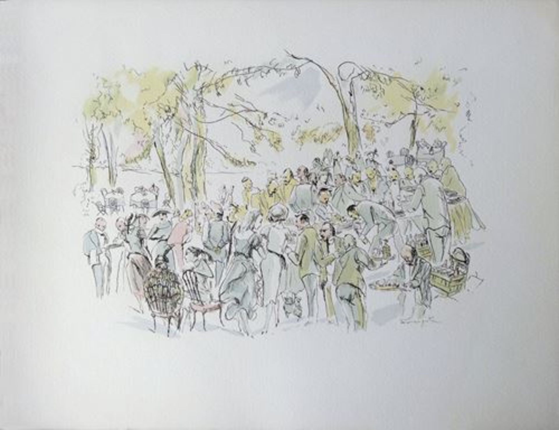 Tsuguharu FOUJITA Garden Party, 1952 Lithograph and stencil on Vellum Signed in the [...]