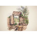 School of the early 20th century The farm door Original watercolour On art [...]