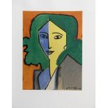 Henri MATISSE (1869-1954) (after) Blue, green and yellow portrait Color lithograph [...]