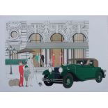 Denis-Paul NOYER Mercedes and Hôtel de Paris - Original lithograph signed and [...]