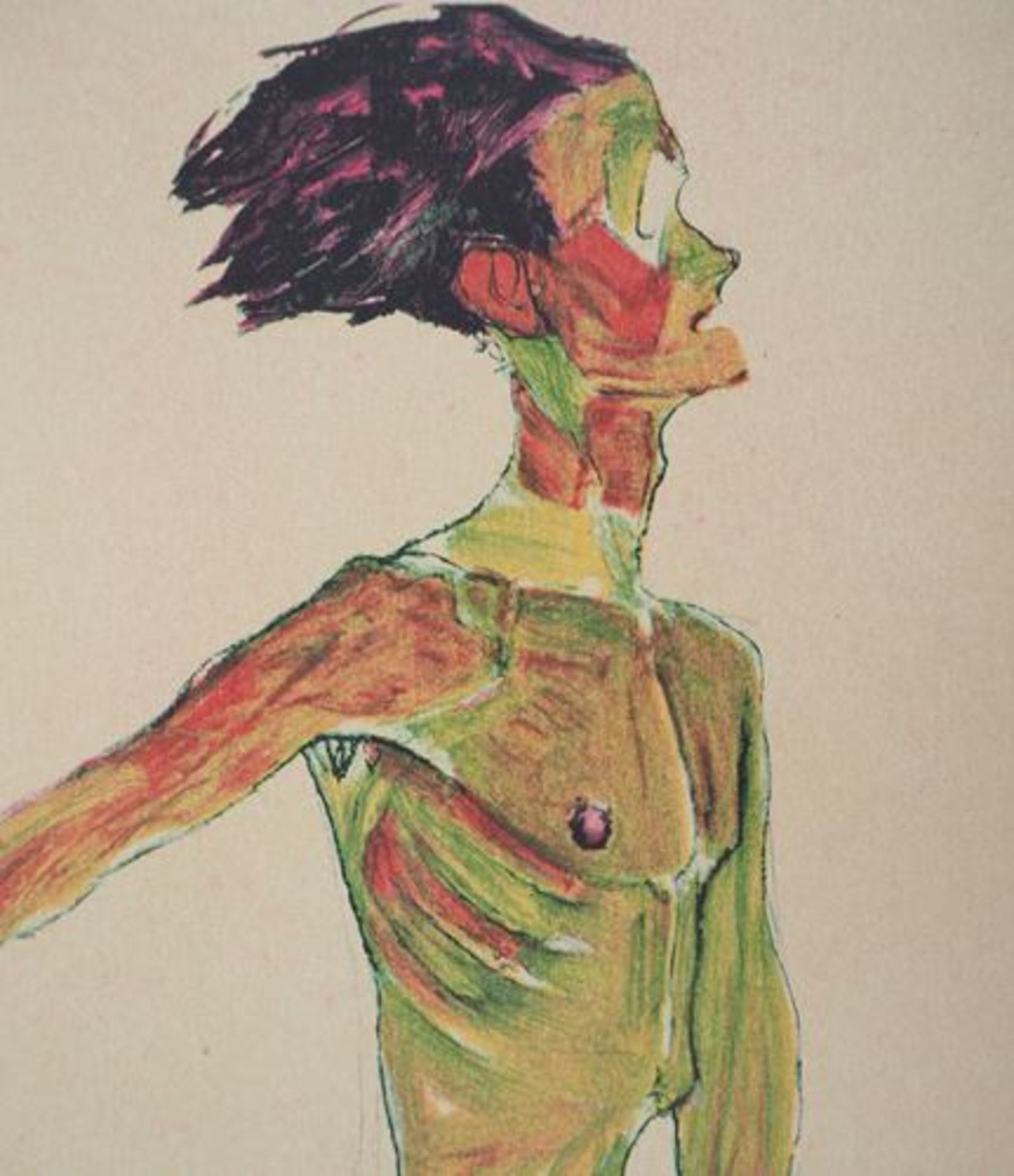 Egon SCHIELE (after) The race Colour lithograph Signed in the plate Numbered out of [...] - Bild 4 aus 8