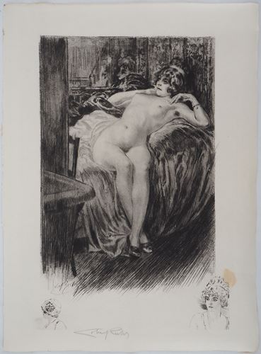 Alméry LOBEL-RICHE Model lying on the bed Original engraving Signed in pencil [...] - Image 2 of 6