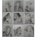 Marie LAURENCIN The fan Complete series of 10 etchings Original etching On fine wove [...]