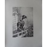 Kiyoshi HASEGAWA Japanese woman with fan Original lithograph Signed in the plate On [...]