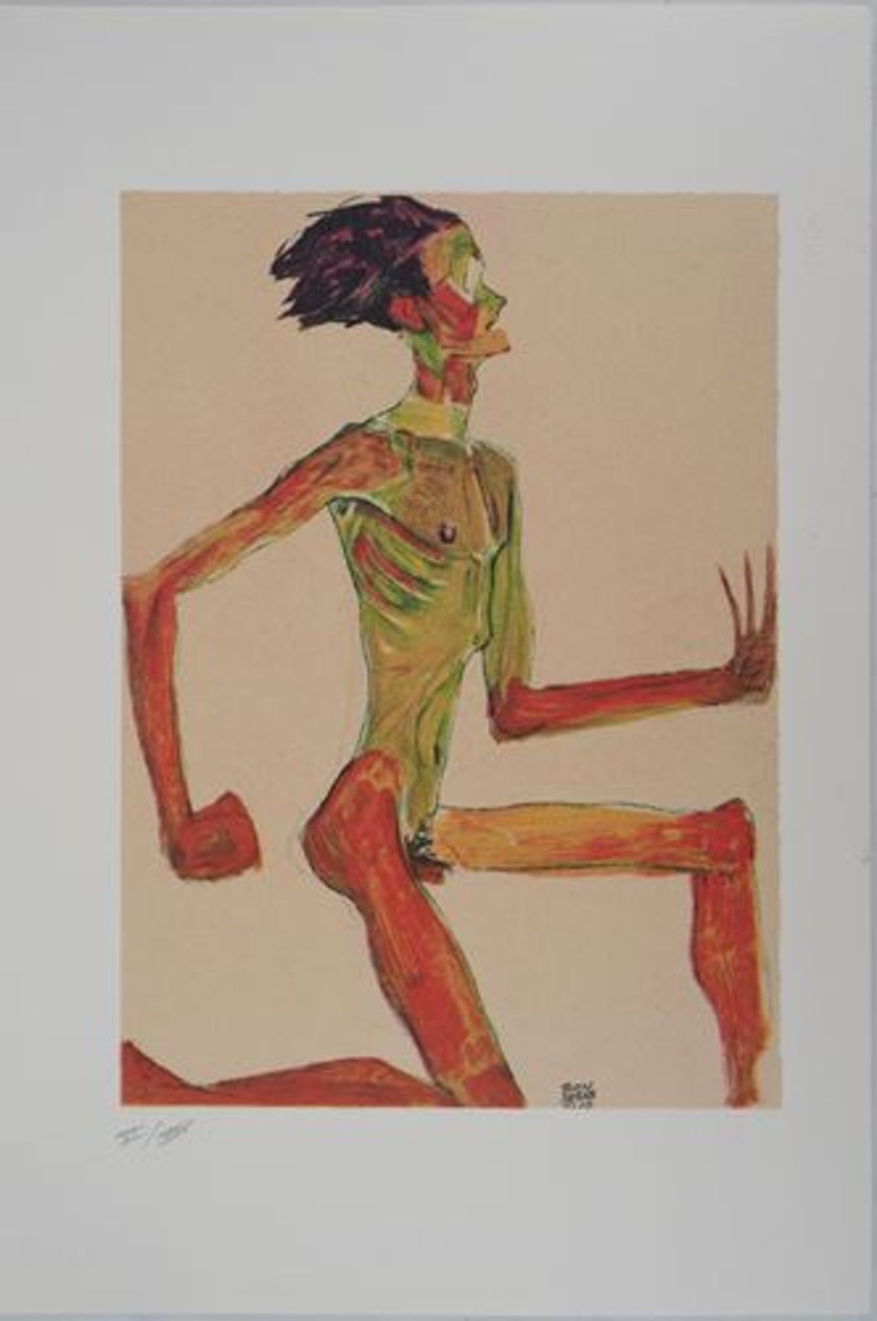 Egon SCHIELE (after) The race Colour lithograph Signed in the plate Numbered out of [...] - Bild 2 aus 8