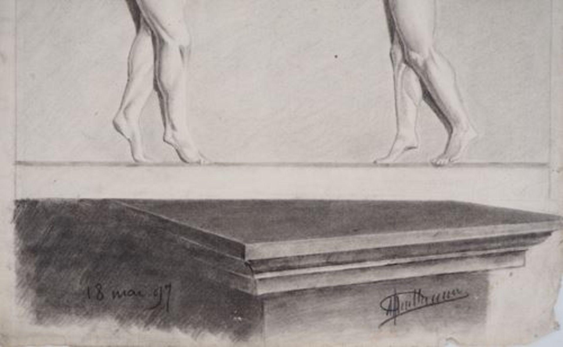 M. GUILLAUME Deux gladiateurs nus Dessin original au fusain, sur vergé MBM Etude [...] - Bild 5 aus 11