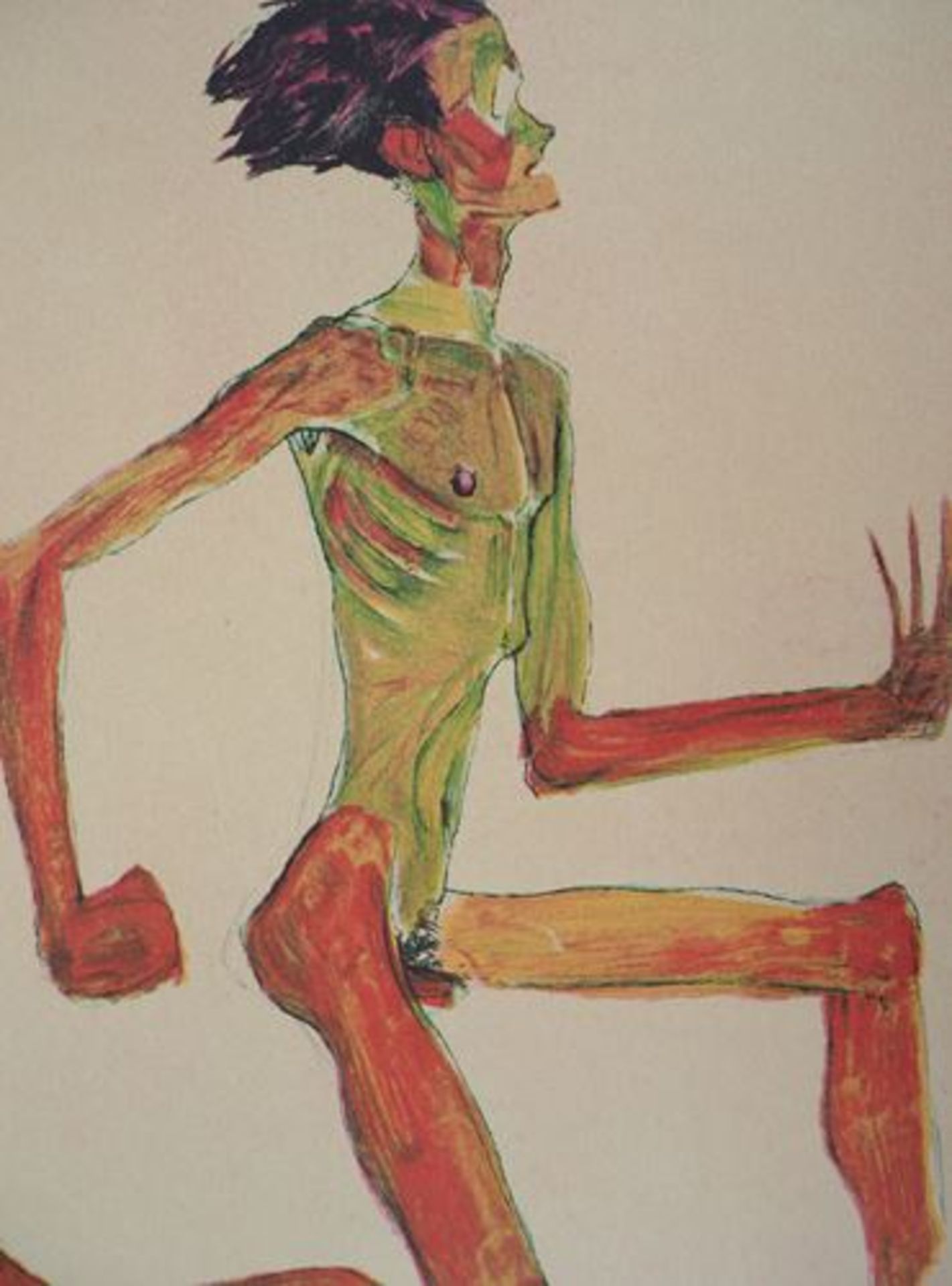 Egon SCHIELE (after) The race Colour lithograph Signed in the plate Numbered out of [...] - Bild 3 aus 8