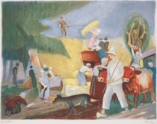 Robert LOTIRON Travail au champs, 1946 Lithographie originale sur vélin Signée au [...]
