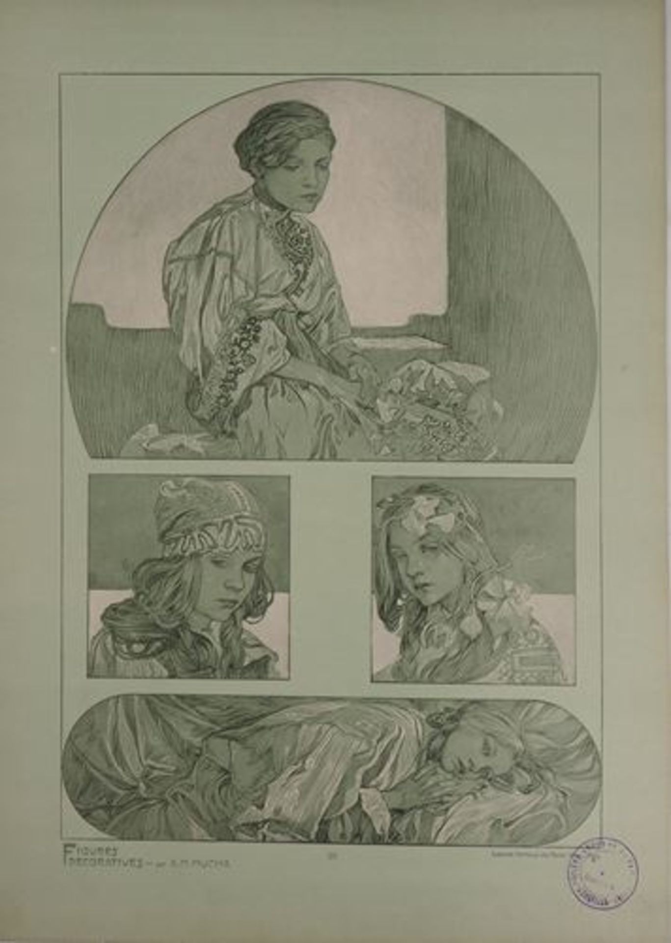 Alphonse MUCHA Portraits of young girls, 1902 Lithograph Signed in the plate On [...]