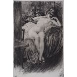 Alméry LOBEL-RICHE Model lying on the bed Original engraving Signed in pencil [...]