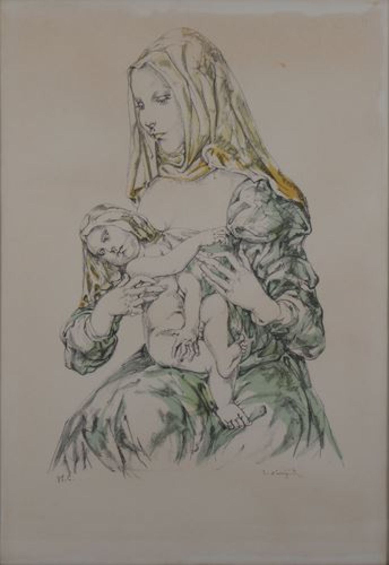 Léonard Tsuguharu FOUJITA Maternity Original lithograph Signed in ink Justified HC [...] - Bild 2 aus 9