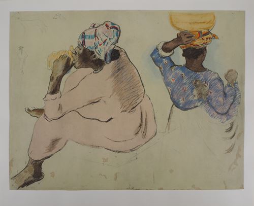 Paul GAUGUIN (after) Femmes Martiniquaises Lithograph and watercolor stencil [...]