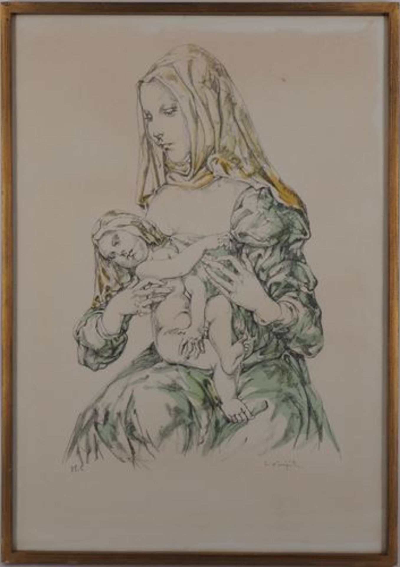 Léonard Tsuguharu FOUJITA Maternity Original lithograph Signed in ink Justified HC [...]