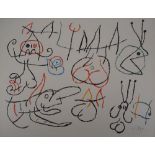 Joan MIRO (1893-1983) Ubu: Characters near a fire, 1971 Original lithograph (Atelier [...]