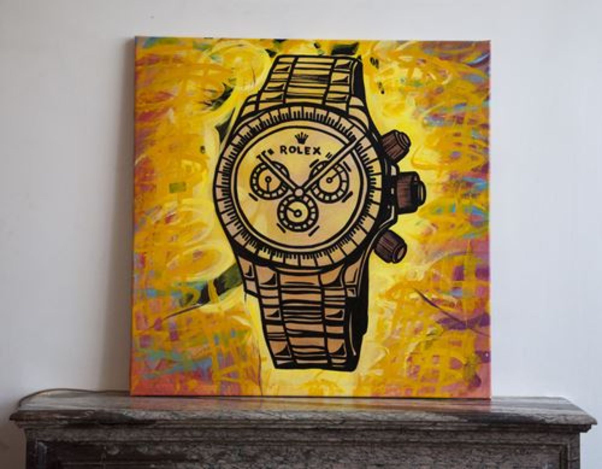 Charly Rocks (born in 1983) Rolex Fever, 2018. Mixed media on linen. Signed dated and [...] - Bild 2 aus 2