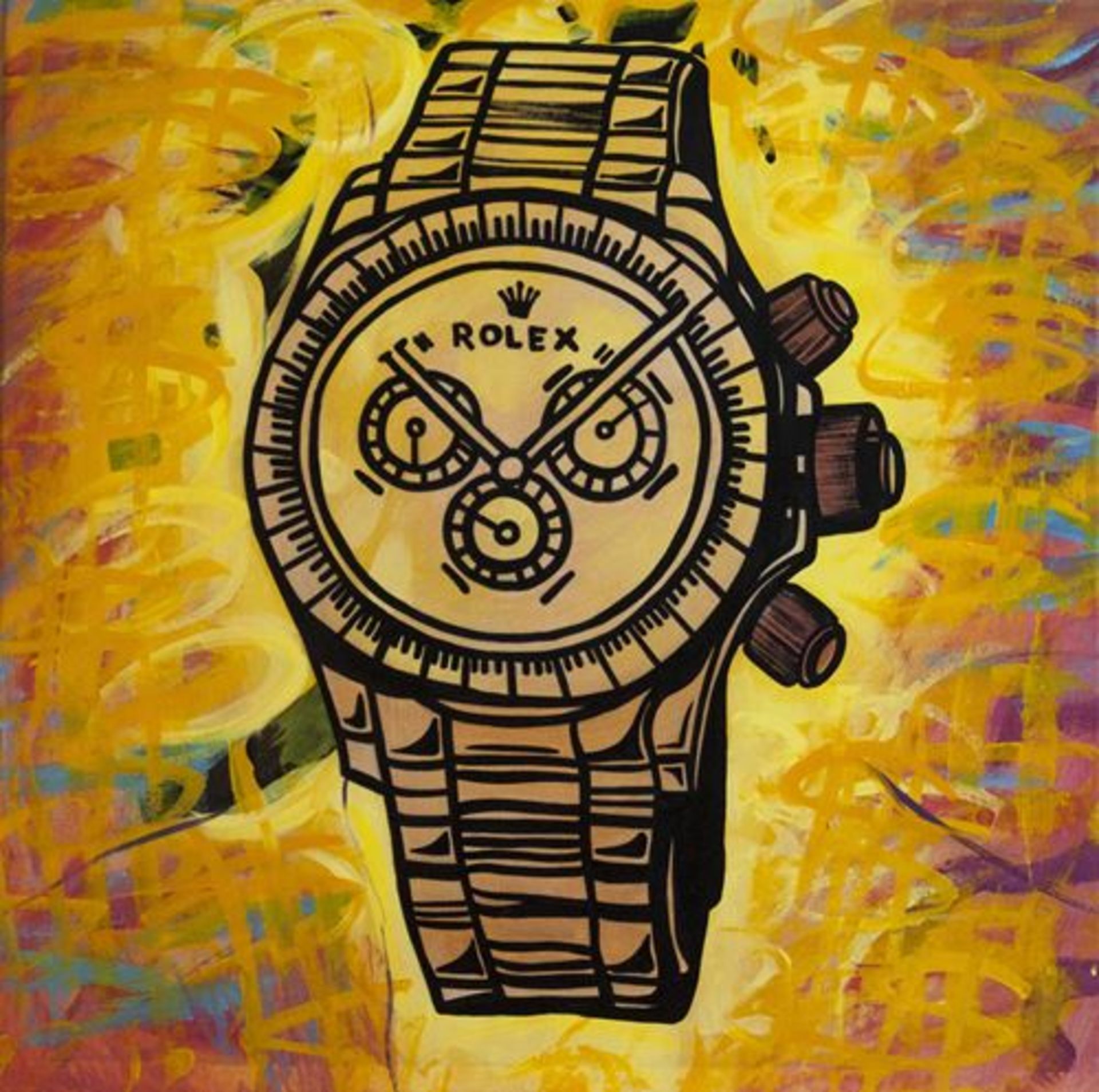 Charly Rocks (born in 1983) Rolex Fever, 2018. Mixed media on linen. Signed dated and [...]