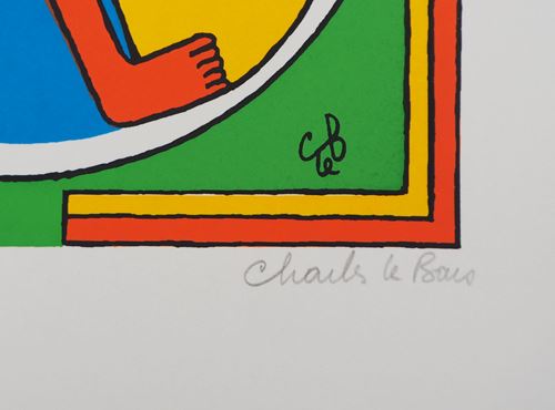 Charles LE BARS Le couple Sérigraphie Originale sur papier Signée au crayon en bas [...] - Image 2 of 6