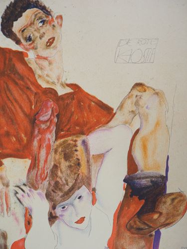 Egon SCHIELE (after) : Envy Signed lithograph Colour lithograph Signed in the plate [...] - Image 3 of 8