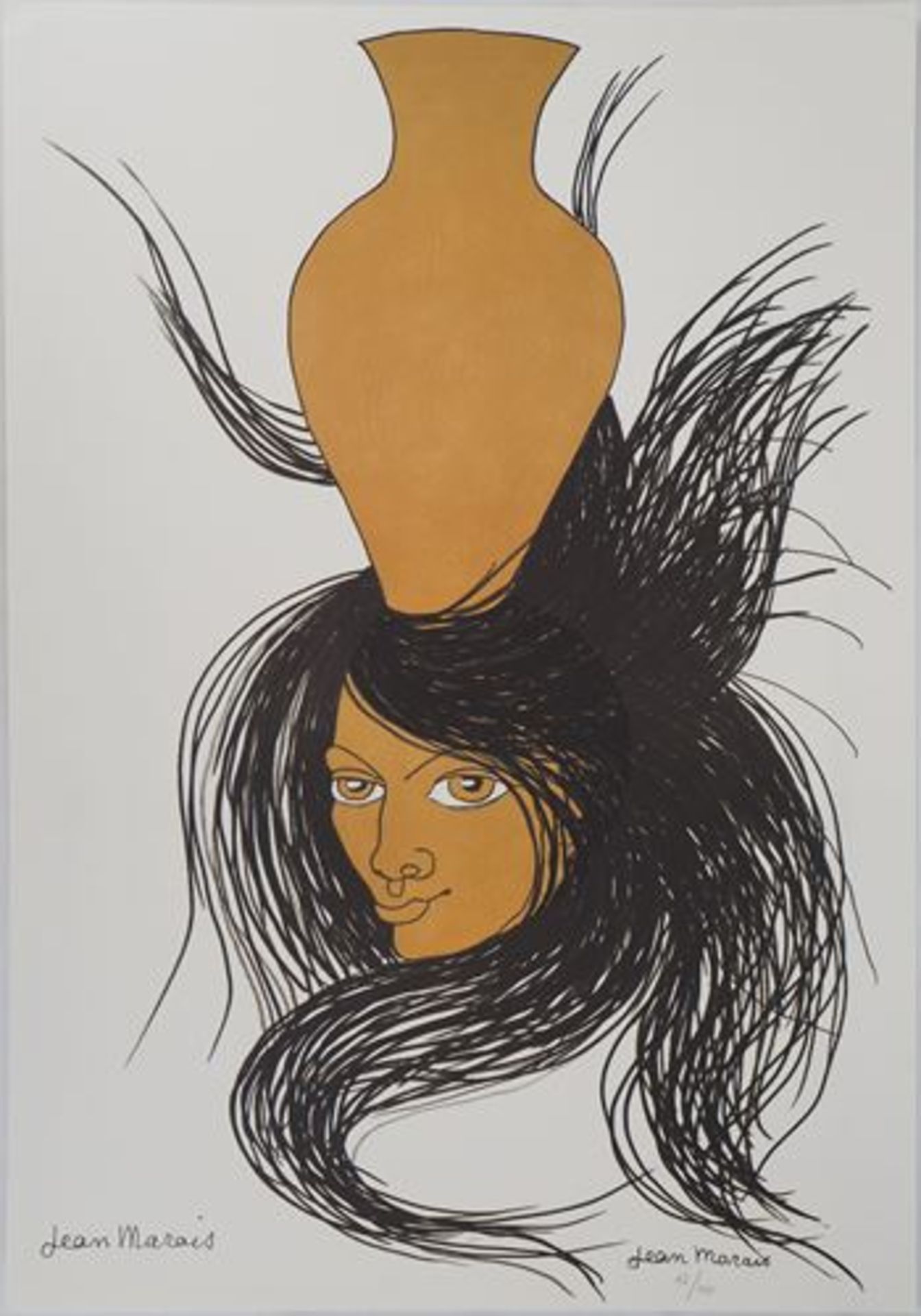 - Jean MARAIS Femme au vase (Hommage à la poterie) Lithographie en couleur Signée [...] - Bild 5 aus 7