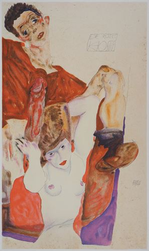 Egon SCHIELE (after) : Envy Signed lithograph Colour lithograph Signed in the plate [...]