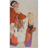 Egon SCHIELE (after) : Envy Signed lithograph Colour lithograph Signed in the plate [...]