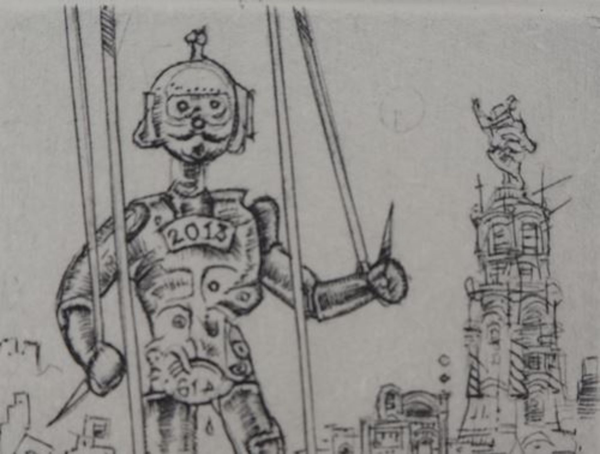 Philippe MOHLITZ The robot of 2013, 2012 Original etching on Vellum Signed in [...] - Bild 4 aus 5