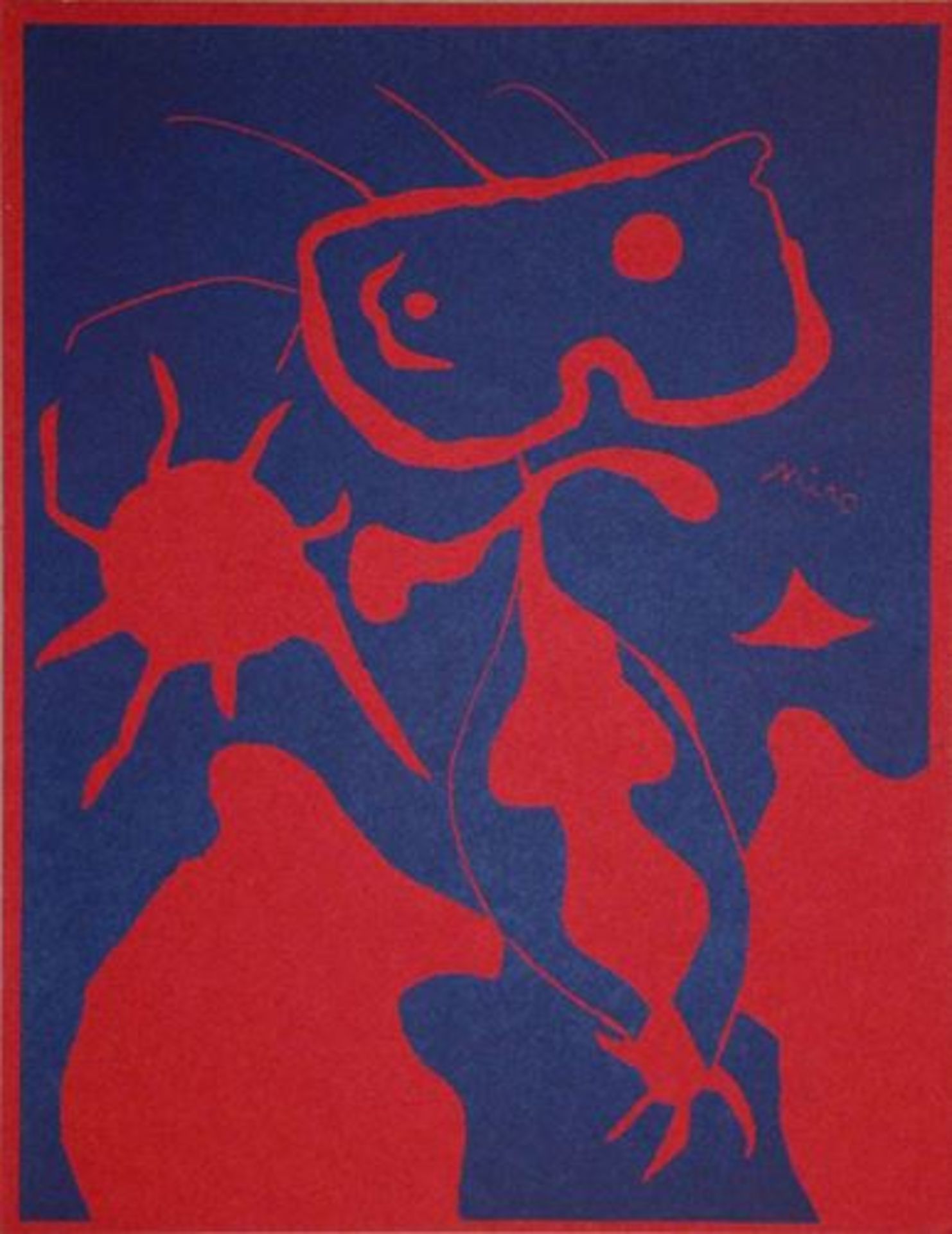 Joan Miro Original linocut in colour on Canson paper. Title: Woman with red [...]