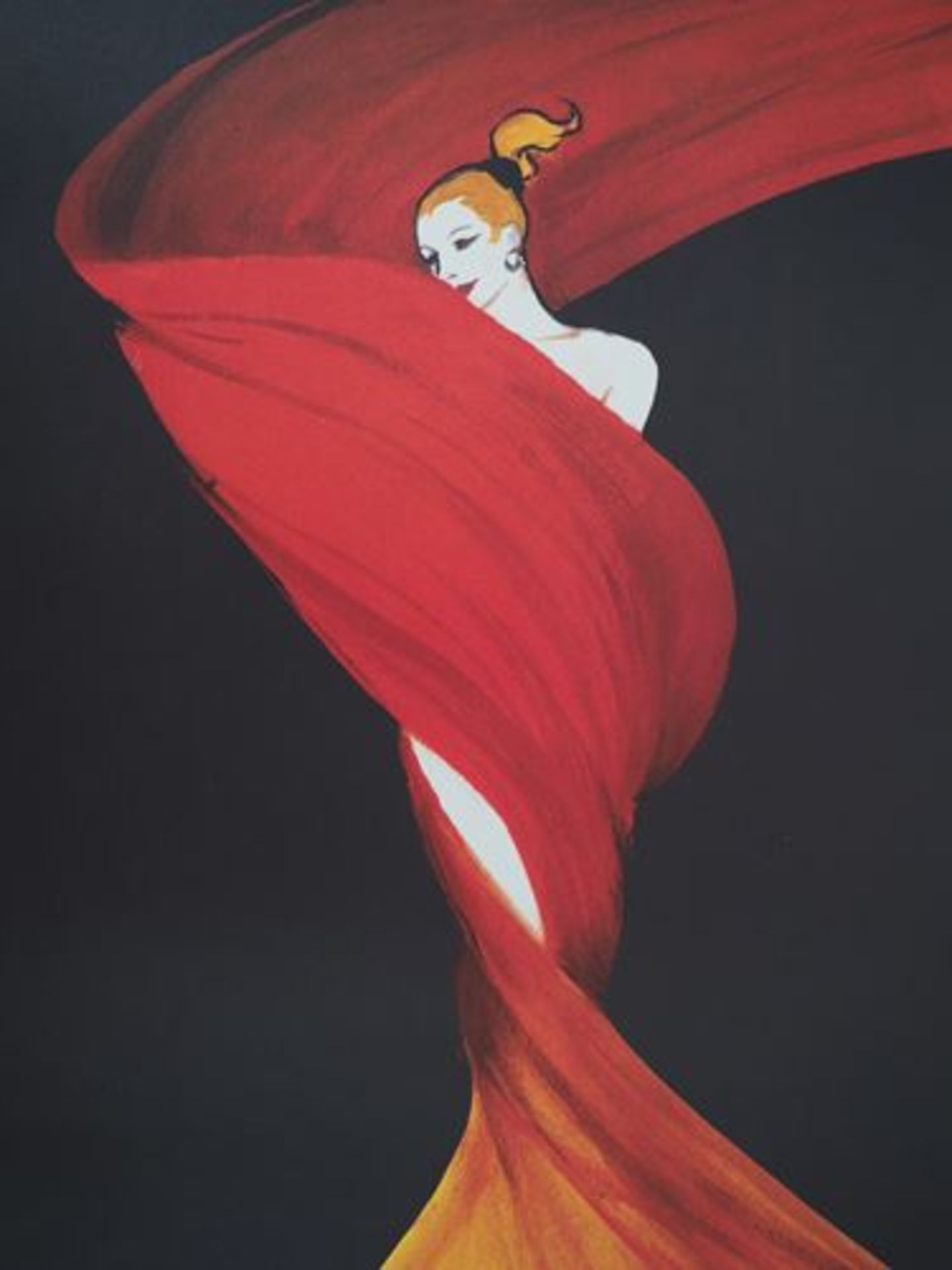 René Gruau Woman hiding herself with a feather boa Original lithograph Signed in [...] - Bild 5 aus 6