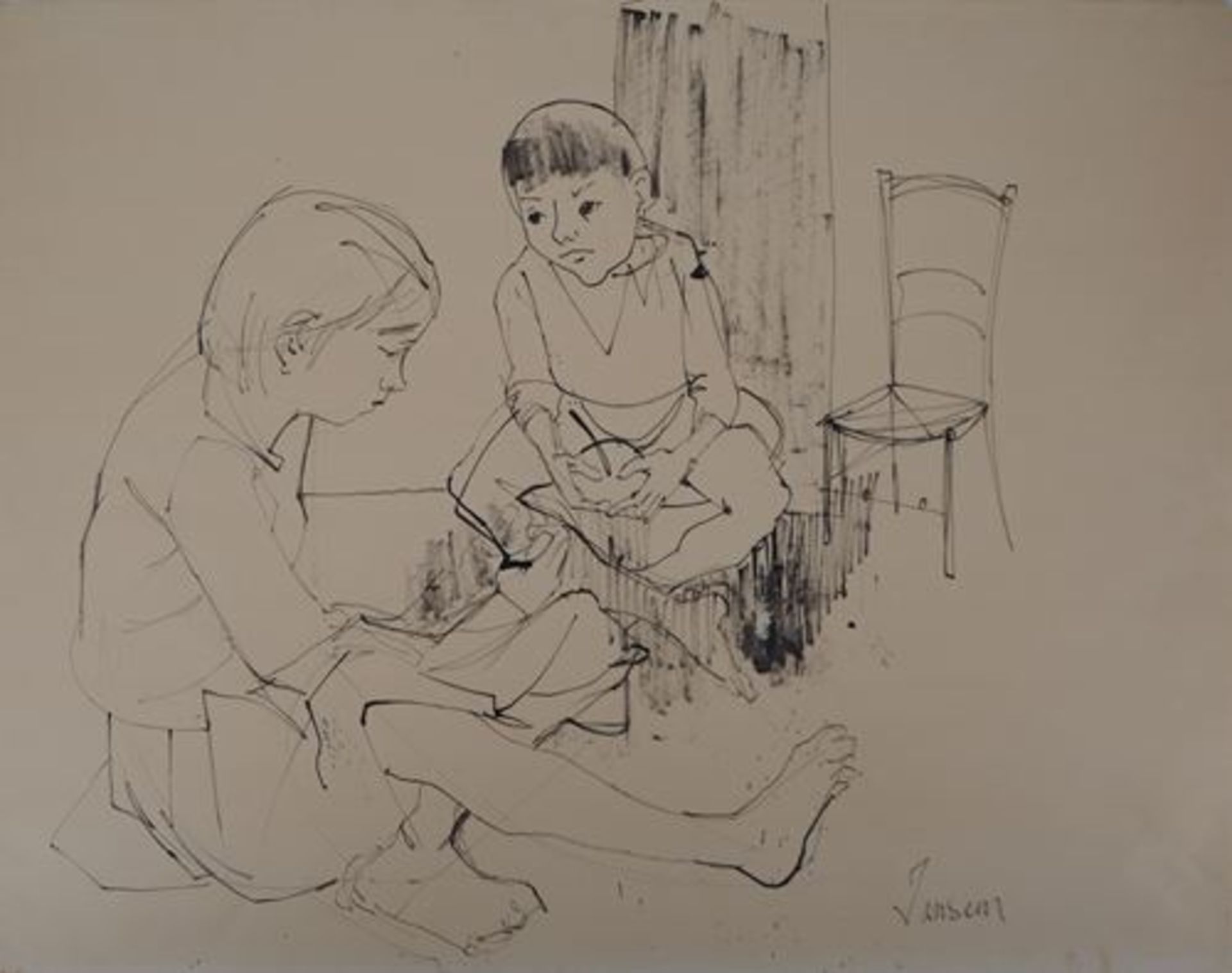 Jean Jansem Playing Children Original drawing in Indian ink (a second small sketch on [...]