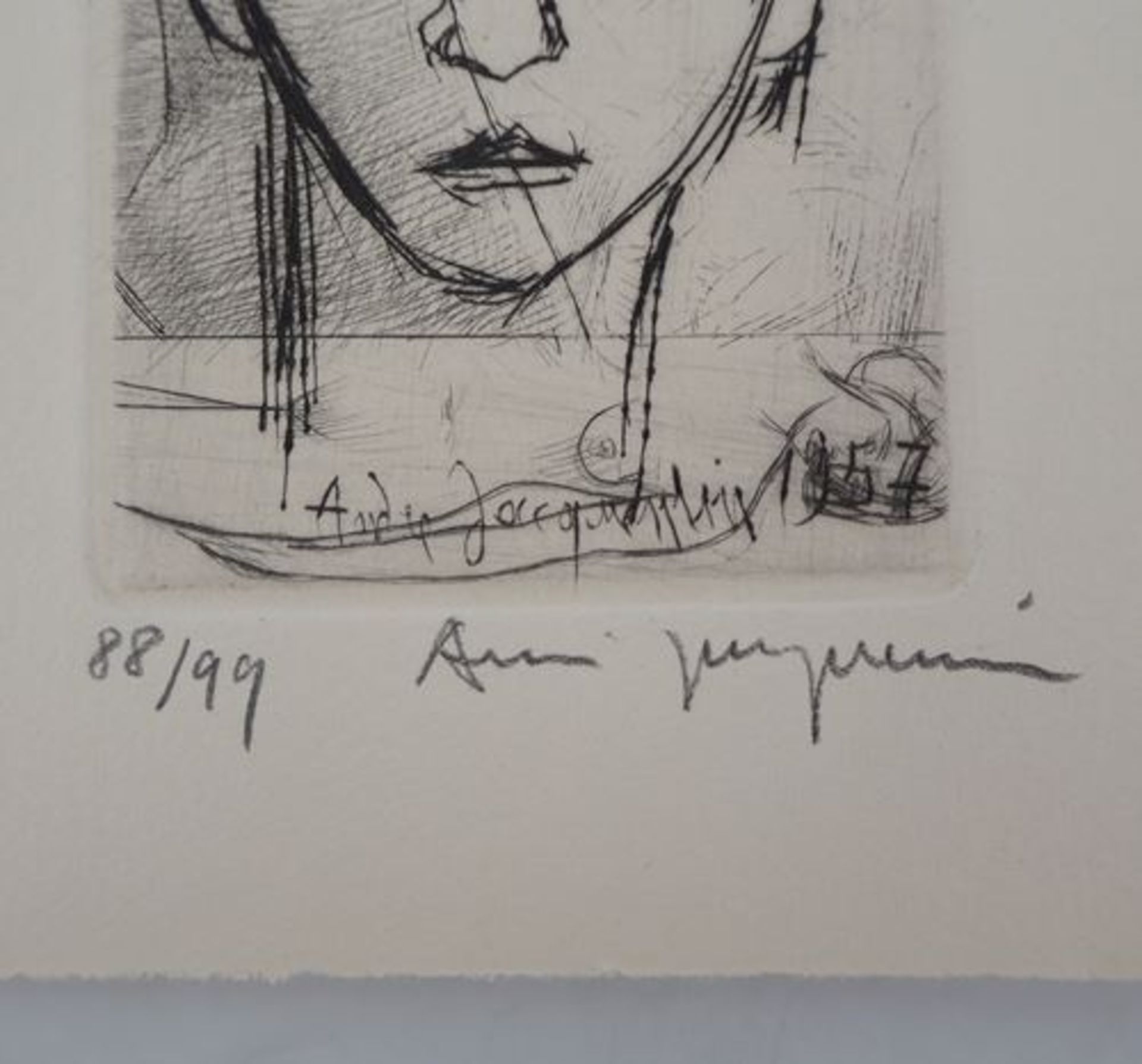 André JACQUEMIN Portrait de jeune homme, 1957 Gravure originale Signée au crayon [...] - Bild 4 aus 5