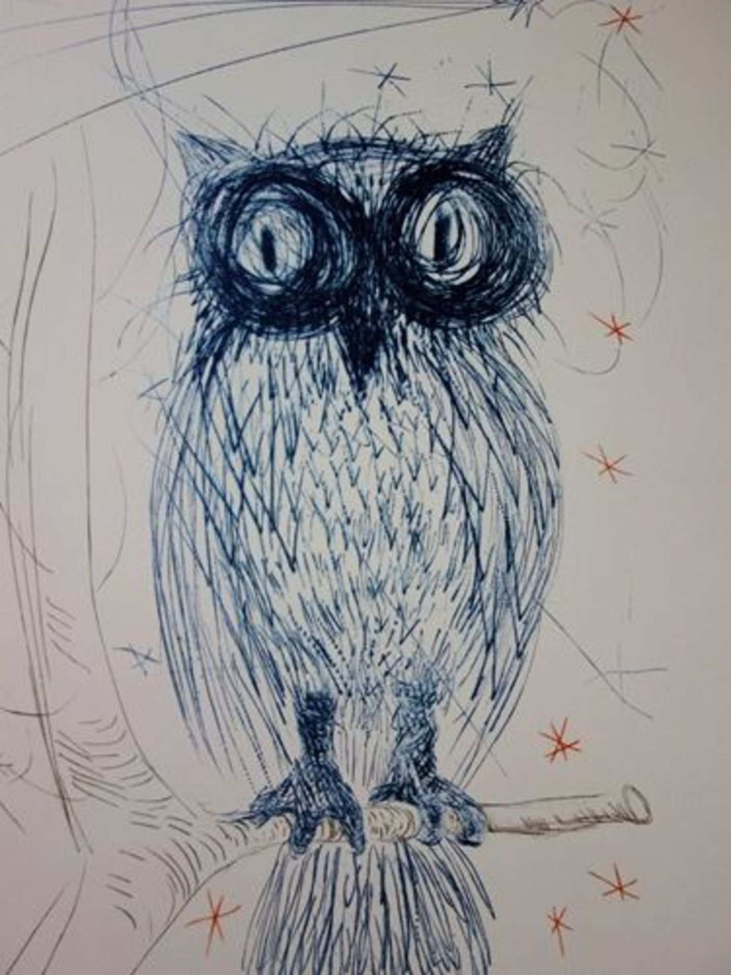 DALI Salvador The Blue Owl Lithograph (Matthieu workshop) signed in the plate on [...] - Bild 3 aus 5