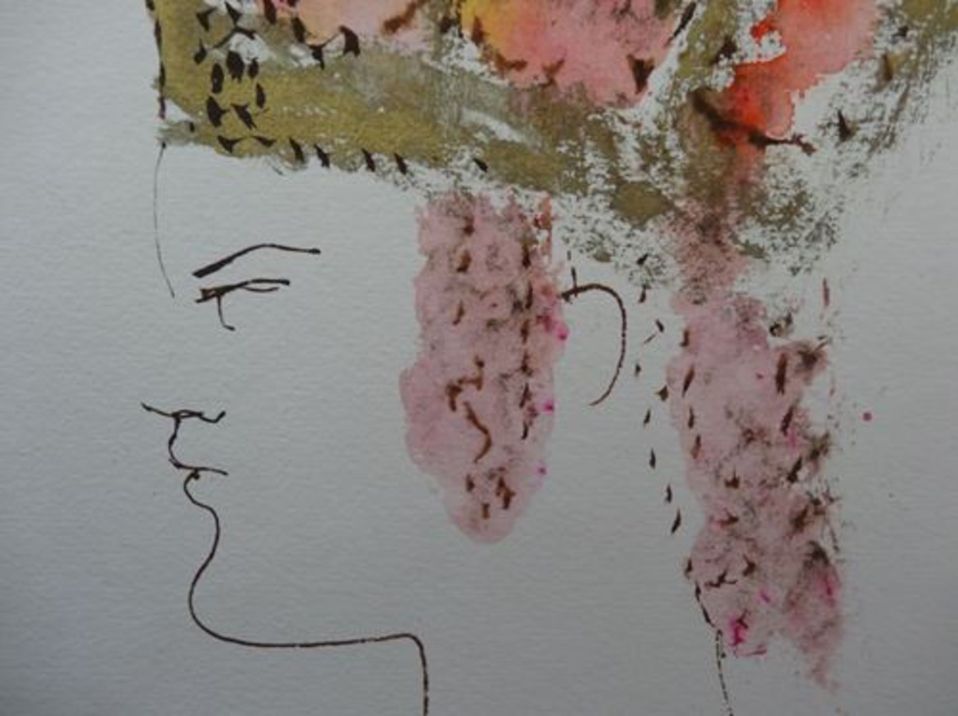 Léonor FINI "Young crowned woman" Ink and watercolour on paper Signed in the [...] - Bild 4 aus 8